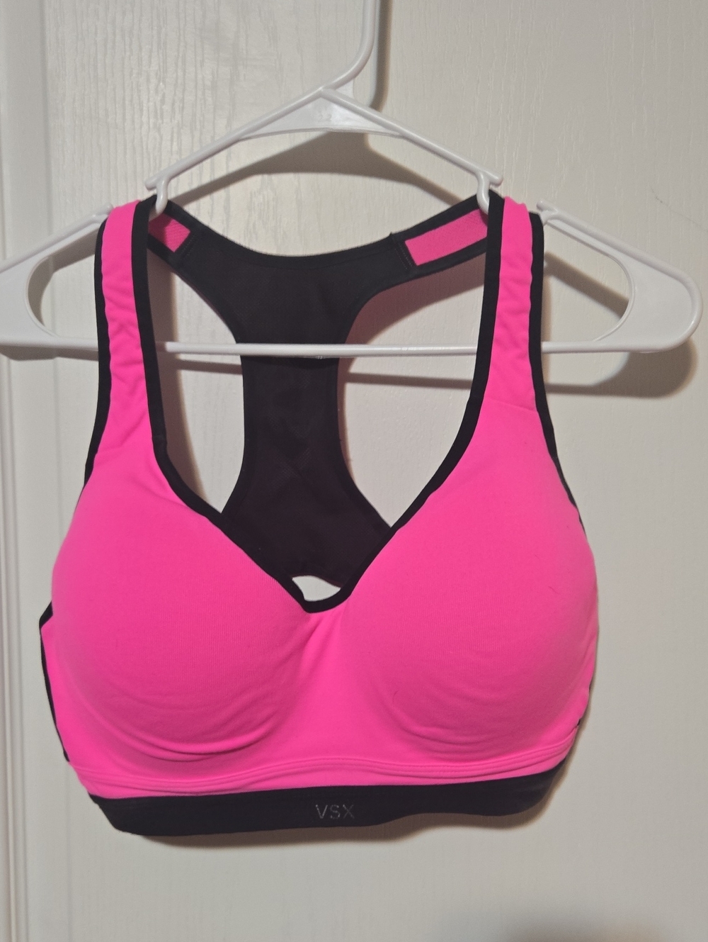 VSX Neon Pink and Black Racerback Sports Bra